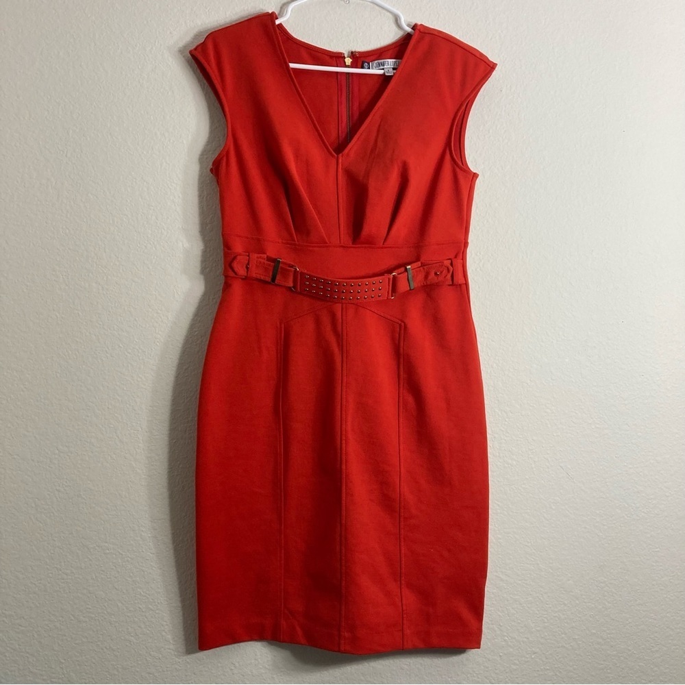 Jennifer Lopez Cocktail Dress - Red/Orange - Size 8